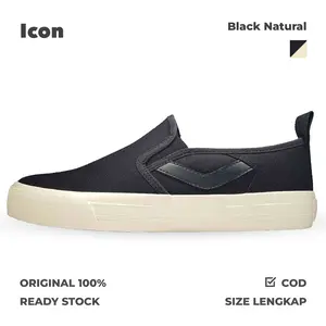 Ventela Icon Black Natural | Sepatu Sneakers Pria Wanita Vulcanized | Original 100% | Produk Lokal | Produk Indonesia | Gaya | Sekolah | Kampus | Santai | Semi Formal | Formal | Kantor Sneaker Flat Shoes