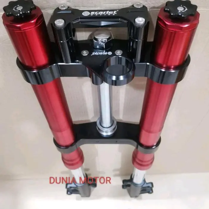 UPSIDEDOWN BYSON VIXION MERK SCARLET FULL CNC ADA STELAN REBOUND USD BYSON VIXION SCORPIO RX KING R15 R25 MT15 XABBRE XSR WR 155 TIGER THUNDER MEGAPRO CBR150 GLPRO CB150 CB VERZA - merah, vixion