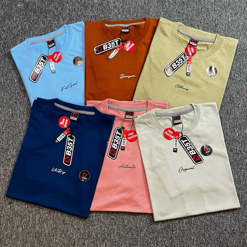 PAKET 4PCS 100RIBU KAOS DISTRO BAHAN SEMI KATUN MOTIF SIMPLE SIZE M L XL XXL XXXL MIX BRAND   Wanita Oblong Unisex Dewasa Pendek T-Shirt Branded baju pria