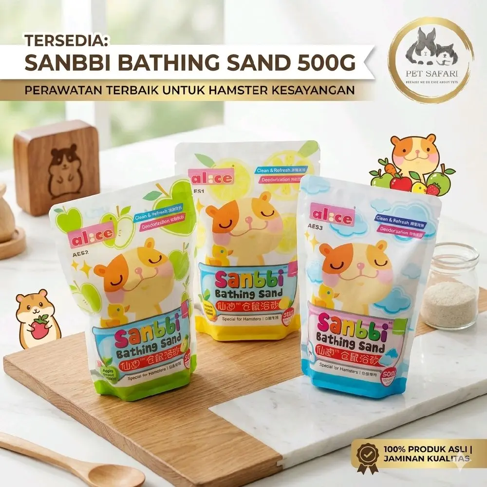 Alice Sanbbi Bathing Sand 500gr - Pasir Mandi Hamster dengan 3 Varian Aroma untuk Kesehatan dan Kenyamanan Hamster Anda