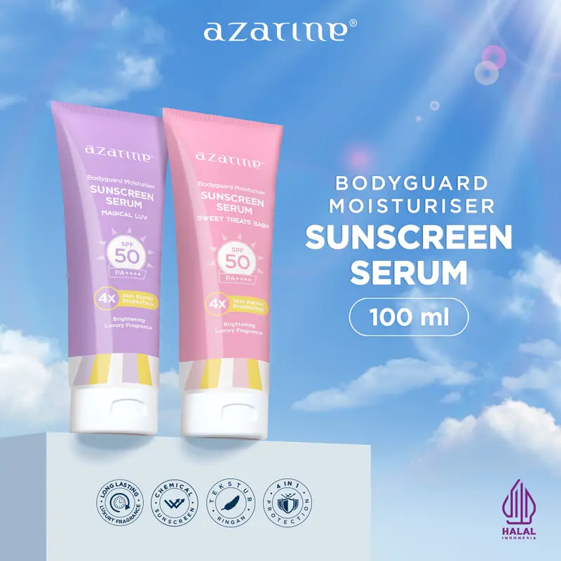 Azarine Body Guard Moisturizer Sunscreen Serum 100ml Mencerahkan Vitamin Sunblock  Ceramide  Hydrating Tubuh Sunscreen Badan 0