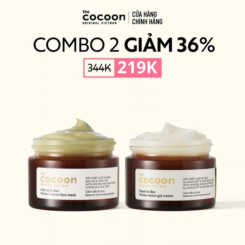 COMBO 1 Thạch bí đao cấp ẩm, ngăn ngừa mụn Cocoon 30ml + 1 Mặt nạ bí đao giảm dầu & mụn Cocoon 30ml