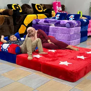 Sofabed Kasur Lipat Tiga Sofa Kursi Bahan BuLu Rasfur Motif Karakter Anak 150x200x10