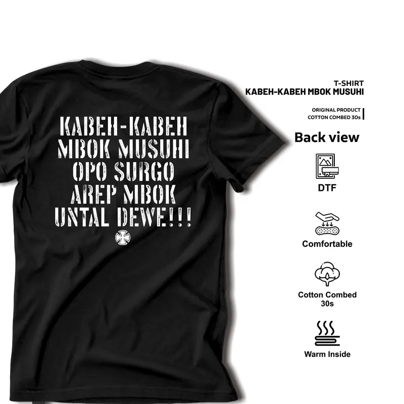 Kaos Unisex Keren "Kabeh Mbok Musuhi" | Katun Combed 30s Premium | Baju Sablon Pria Wanita - Hitam/Putih Distro Oblong Atasan Dewasa Surfing Motor 2