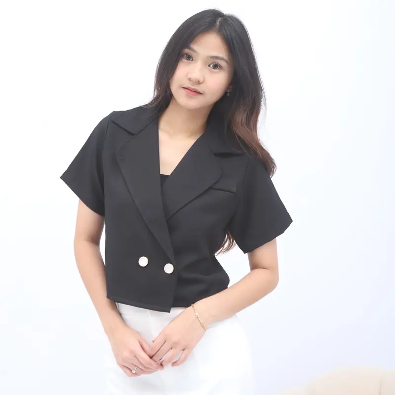 CELVE - Aria Top (Atasan Wanita Kancing Semi Wool Basic Simple) 1