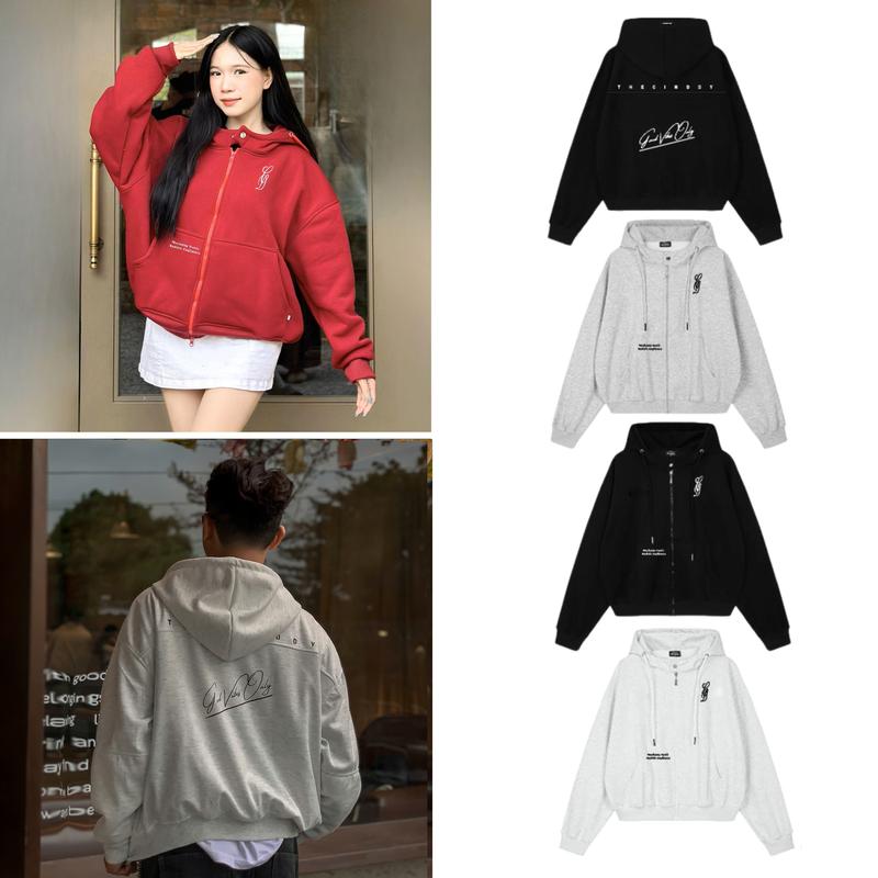 (DEAL MỞ BÁN) - Hoodie Boxy - Áo Khoác Boxy Chữ Ký Thêu Logo Nổi Mặt Trước Mặt Sau Thêu Thecinddy Hottrend Nam Nữ HBC011