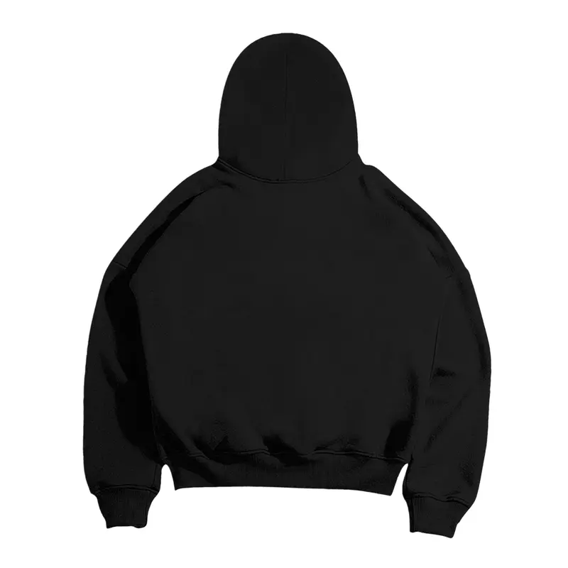 Ourluck - Hoodie Boxy Fit Hitam Polos 300 GSM Unisex 1