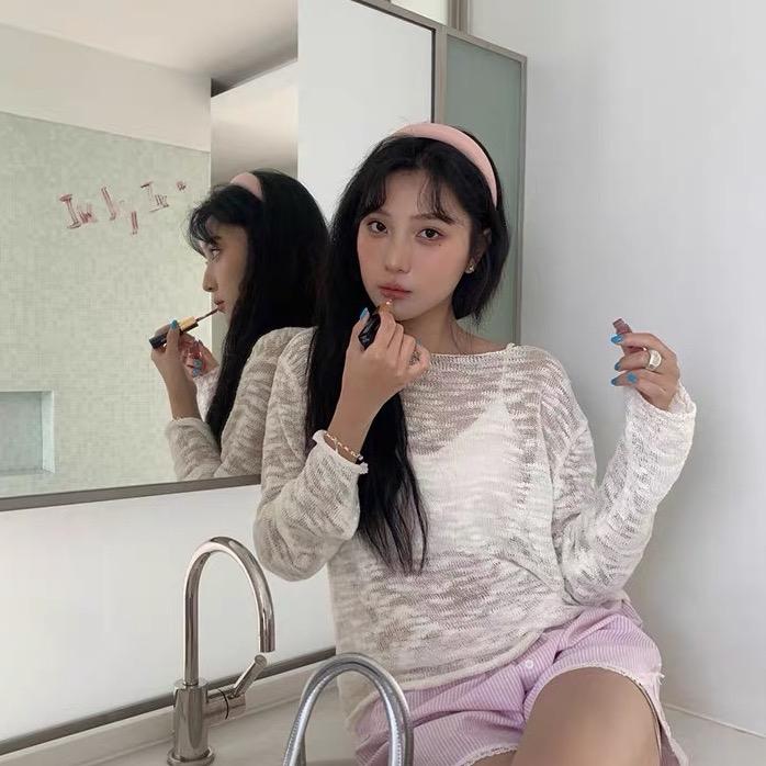 Korean Hollow Out Long Sleeve Knit Top 4