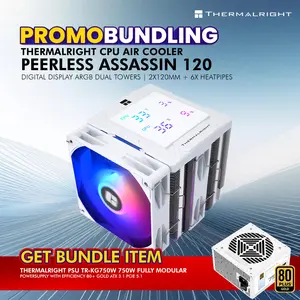 [PROMO BUNDLE] THERMALRIGHT CPU AIR COOLER PEERLESS ASSASSIN 120 DIGITAL DUAL TOWERS (1X 120MM ARGB FAN + 6X HEATPIPES + DIGITAL DISPLAY) BLACK / WHITE 1Y