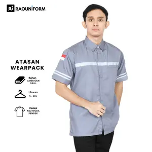 RAOUNIFORM Seragam Safety Abu Muda Lengan Pendek Atasan Wearpack Bahan American Drill