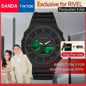 SANDA 6016 Jam Tangan Elektronik Unisex Multifungsi Kasual Fashion Baru Jam Tangan Olahraga Tahan Air dan Guncangan Luar Ruangan