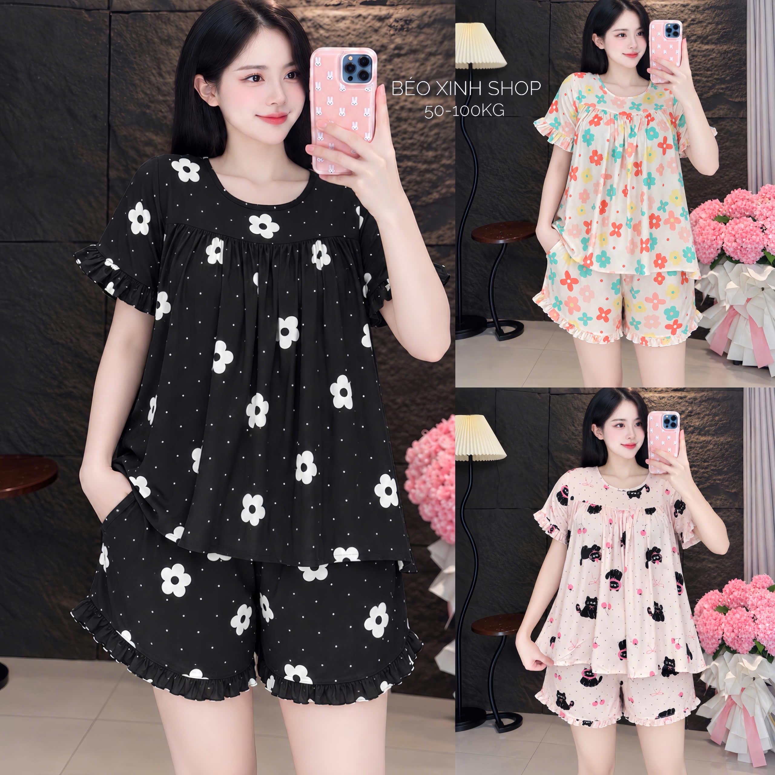 Bộ Đồ - Đồ Ngủ Mặc Nhà Tole L1 2 Da Họa Tiết Hoạt Hình Pijama Bigsize 50–100kg Béo Xinh Shop - A.5057