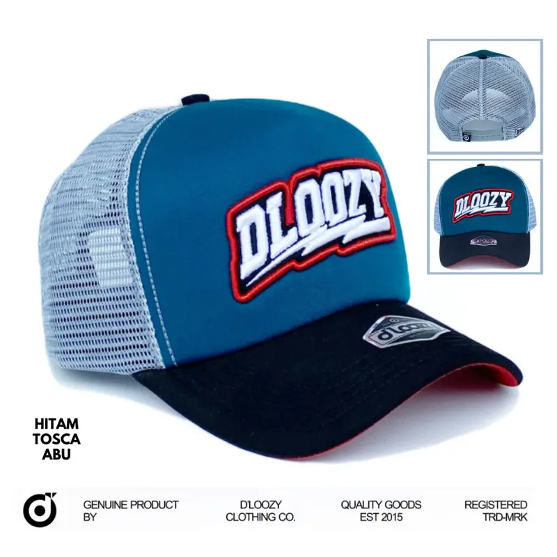Topi Pria DLOOZY Trucker Hat Hitam Topi Jaring Distro Skaters Proshop Drip on Original 081 4