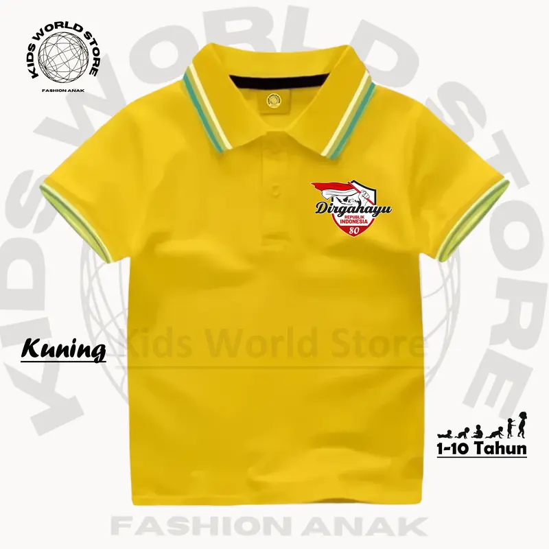 KIDS WORLD STORE Atasan Kerah Wangki LOGO DIRGAHAYU 80TH INDONESIA MERDEKA 17 AGUSTUS 2025 4