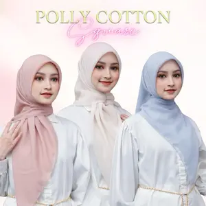 Hijab Polly Cotton Square (Hijab segiempat bahan polly cotton premium) muslim lembut square wanita basic