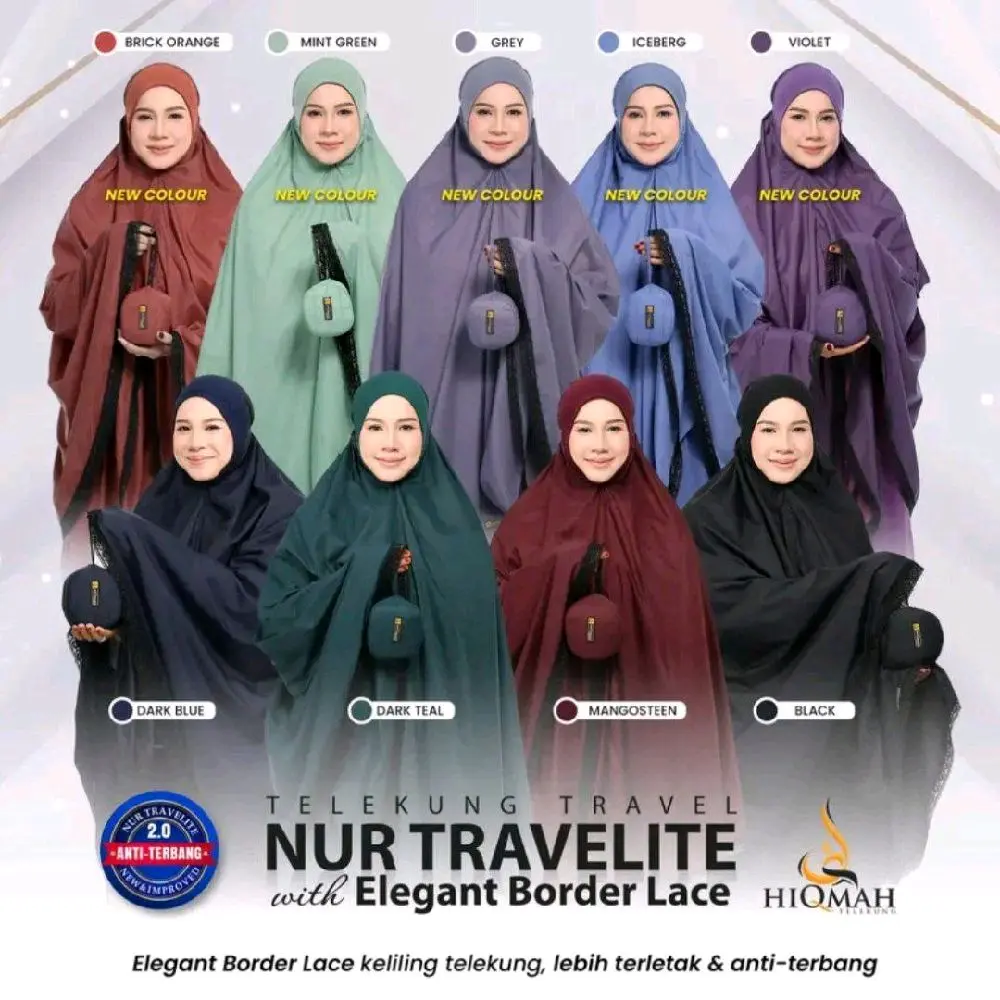Travel Friendly Telekung Set With Pouch