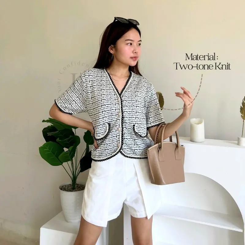 [Dear Femme] Ailee Top | Premium Knit Collection | Atasan rajut wanita lengan pendek 2