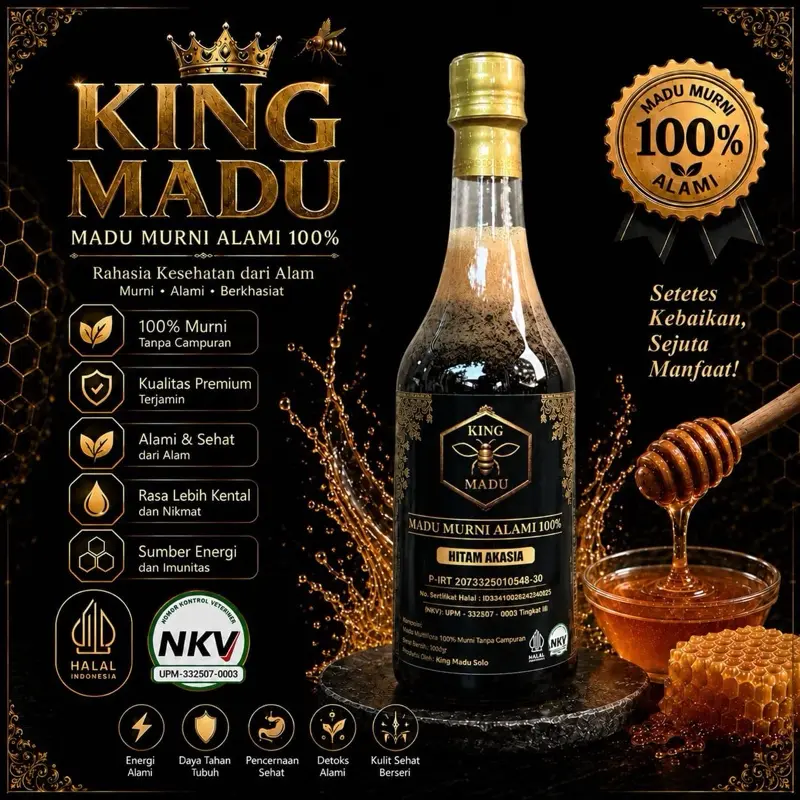 Madu HITAM AKASIA Jambi 1Kg Raw Honey 100% Murni Alami Kualitas PREMIUM Rasanya Lebih Enak, Kental dan Nikmat by KING MADU SOLO