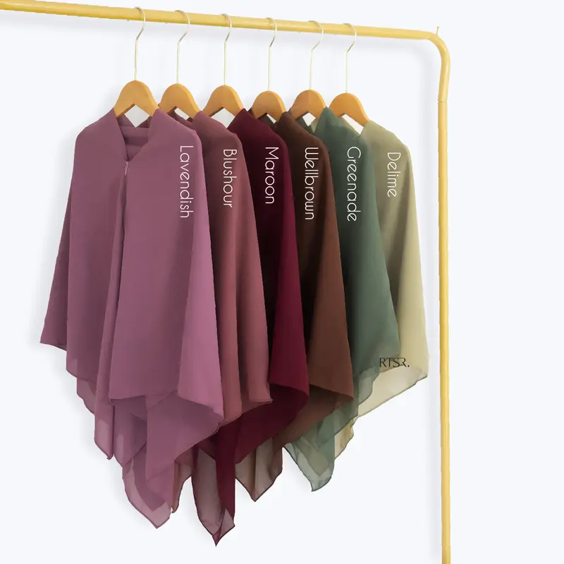 RTSR Samira Zipper Square / Hijab Resleting Wanita /Kerudung Instan Khimar Ceruty Panjang Muslim Layer_NON LABEL 1