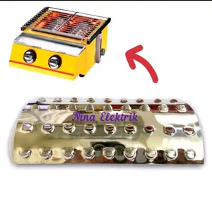 Burner kompor panggangan plat stainlees buat bakar sosis Stainless Kaca Besi