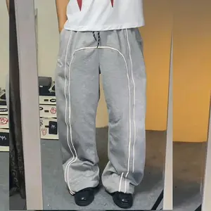 baggy pants wide leg casual waist straight sweatpants pria/wanita