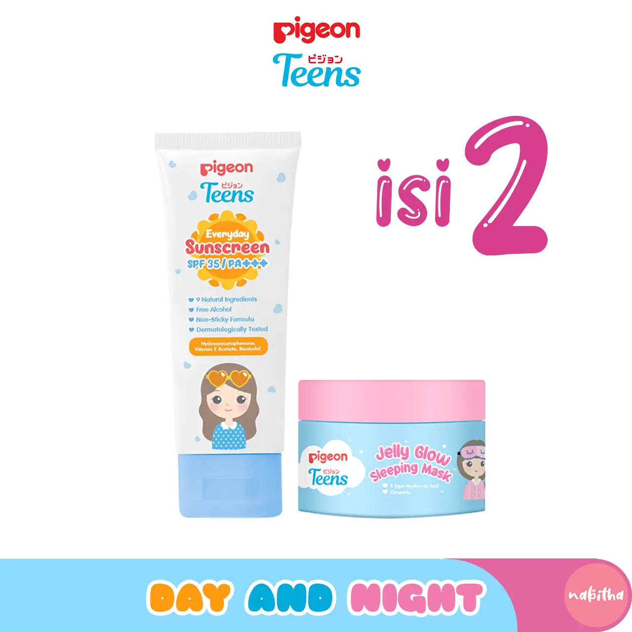 PIGEON TEENS  DAY AND NIGHT SERIES | BUNDLING SUNSCREEN & SLEEPING MASK