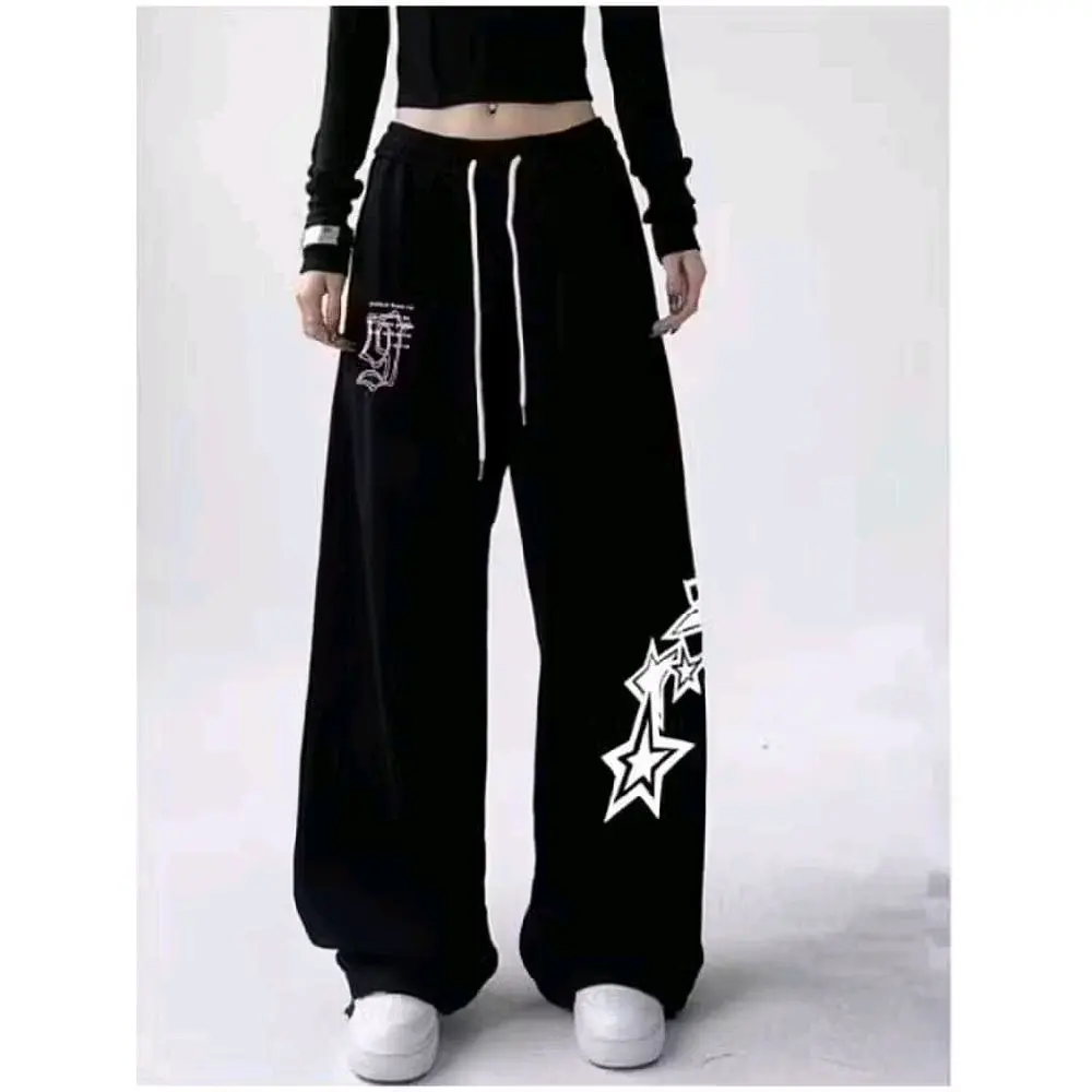 Ars LETTER STAR PRINTING Design Sweet Pants Oversize Celana Kulot Bawahan Pants Korean Style Kekinian
