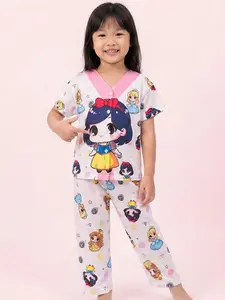 Aurel Xing setelan piyama anak perempuan baju tidur lengan pendek celana panjang