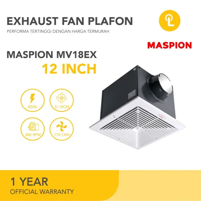 Ceiling Exhaust Fan Plafon Cerobong Sirocco Maspion MV 18 EX MV18EX 0