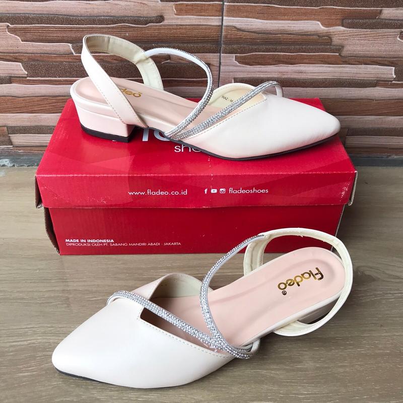[NAIK SIZE] Sandal Heels Selop Wanita Fladeo 3cm LT Sandal Pesta Tali Mutiara 0