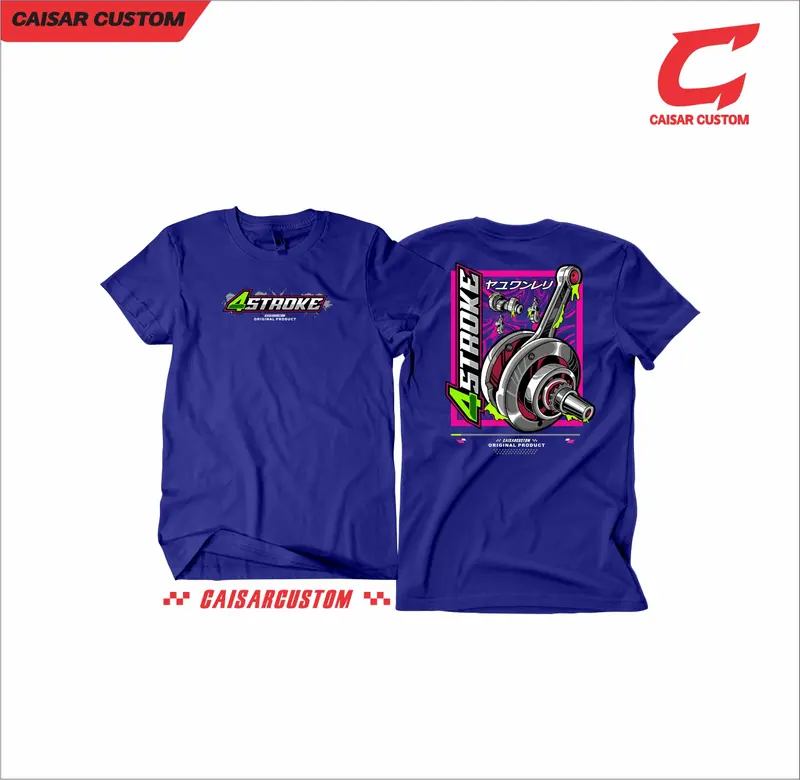 Kaos Distro Racing 4 Tak Four Stroke Engine Indonesia Racing CB GL Tiger Herek - Combed, Sablon 1