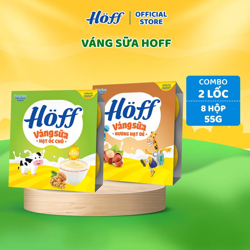  Combo 2 lốc váng sữa Hoff mix vị trẻ em cho bé ăn dặm  8 hộp x 55gr  