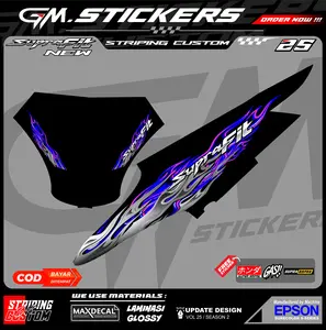 STRIPING STIKER VARIASI HONDA SUPRA FIT NEW MOTIF API FIRE FLAME K2
