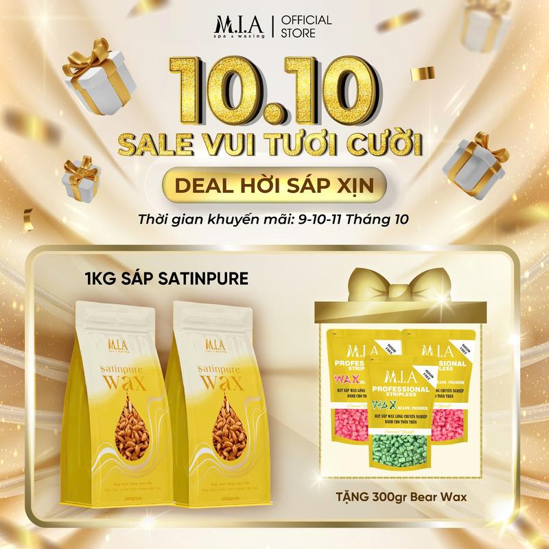 SATINPURE WAX - [ Tặng 300GR BEARWAX ] 1KG Sáp Wax Lông Chuyên Biệt Dành Cho Da Nhạy Cảm & Vùng Nhạy Cảm, Wax Lông Nách, Wax Bi, Wax Lông Tay, Lông Chân, Wax Toàn Thân - MIA WAXING