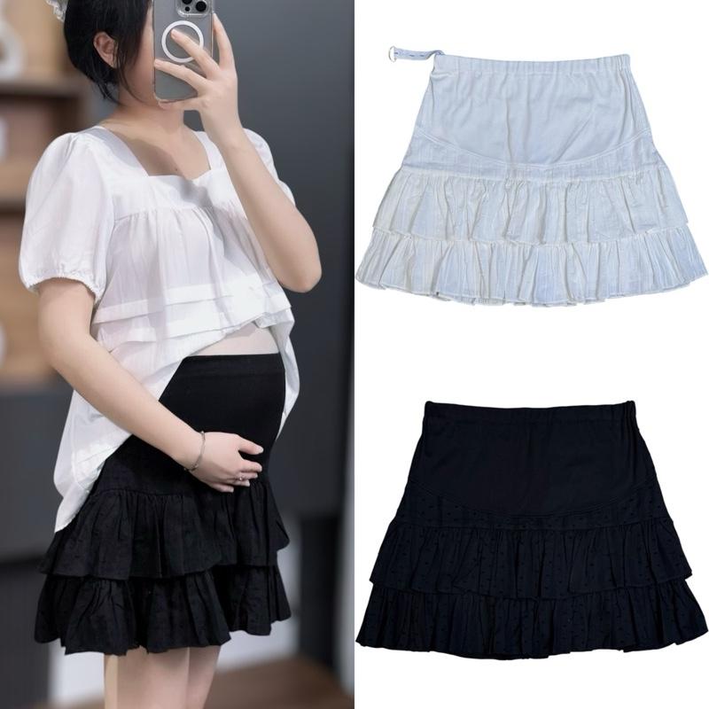 [ ẢNH THẬT ] ( 40 - 80kg ) Chân Váy Bầu Xếp Ly Ren Tầng Nâng Bụng, Chất Siêu Mền Mịn Có Quần Bên Trong, Dây Rút Điều Chỉnh Thoải Mái