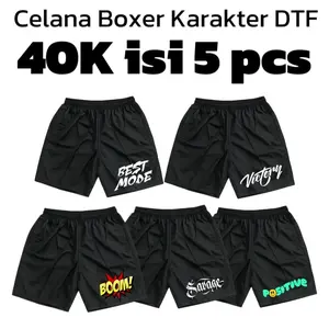 BOXER PRIA|TANPA SAKU|KOLOR PRIA|BOXER PREMIUM|CELANA PENDEK PRIA|BOXER MOTIF DEWASA HITAM SPORT Santai Remaja Sablon Karet Standar Shorts Unisex