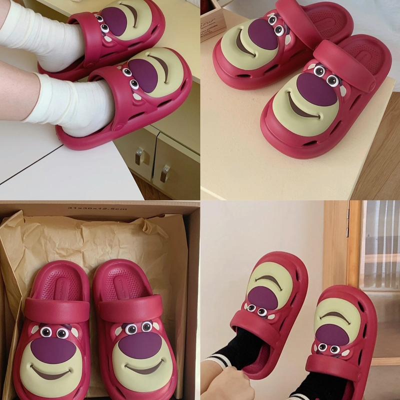 Sandal Lotso Beruang Stroberi Sandal Kartun Lucu Shoes Sendal Wanita Karet Cewek Cowok 4