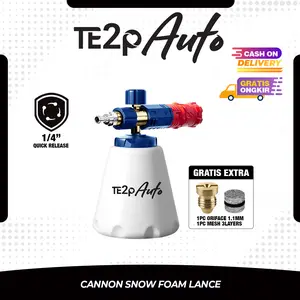 Te2p Auto Snow Foam Lance 4.0 FREE MESH 3 Layer Dan ORIFICE 1.1 - Tabung Salju Tembakan Gun Mesin Jet Cleaner Pencuci Bertekanan Tinggi Alat Penghasil Salju Busa Cuci Mobil Motor Car Kendaraan Quick Release Adaptor 1/4" Foamlance Shampoo Salju