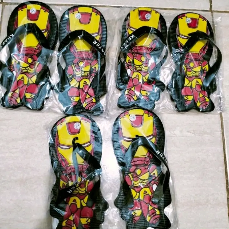 BELI LOKAL Paket Murah 20Pcs Sandal Jepit Anak Karakter Lengkung Cowok dan Cewek Keren Murah 8