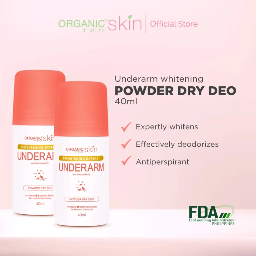 BUY 1 TAKE 1 Organic Skin Japan Intensive Whitening Underarm Powder Dry Deodorant Under Arm Deo Roll on (40ml each) deo rollon antiperspirant anti body odor roll-on whitening deo vitamin c brightening for men and women organicskin flashsale flash sale