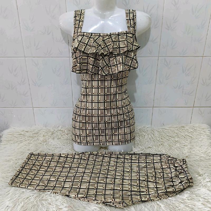 ĐỒ BỘ QUẦN LỬNG qua gối thun ati mềm mịn, áo bèo 2 tầng dễ thương dành cho nữ mặc nhà 4