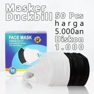 Masker Duckbil Masker Duckbill 50 Pcs Warna Hitam Putih Facemask 1 Box Mix Campur