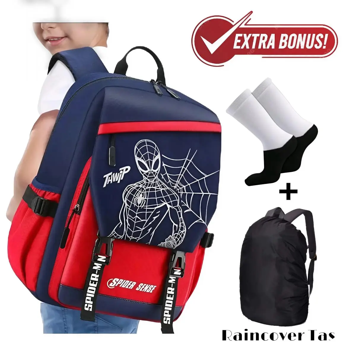 TAS ANAK SEKOLAH PAUD TK SD RAINCOVER RANSEL SPIDERMEAN ANAK KEKINIAN TAS GENDONG MODEREN Fashion