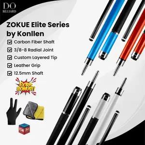Stick Billiard ZOKUE ELITE SERIES BY KONLLEN Leather Grip Low Deflection Carbon Fiber Shaft Cue Stick Billiard / Stick Zokue Elite by Konllen