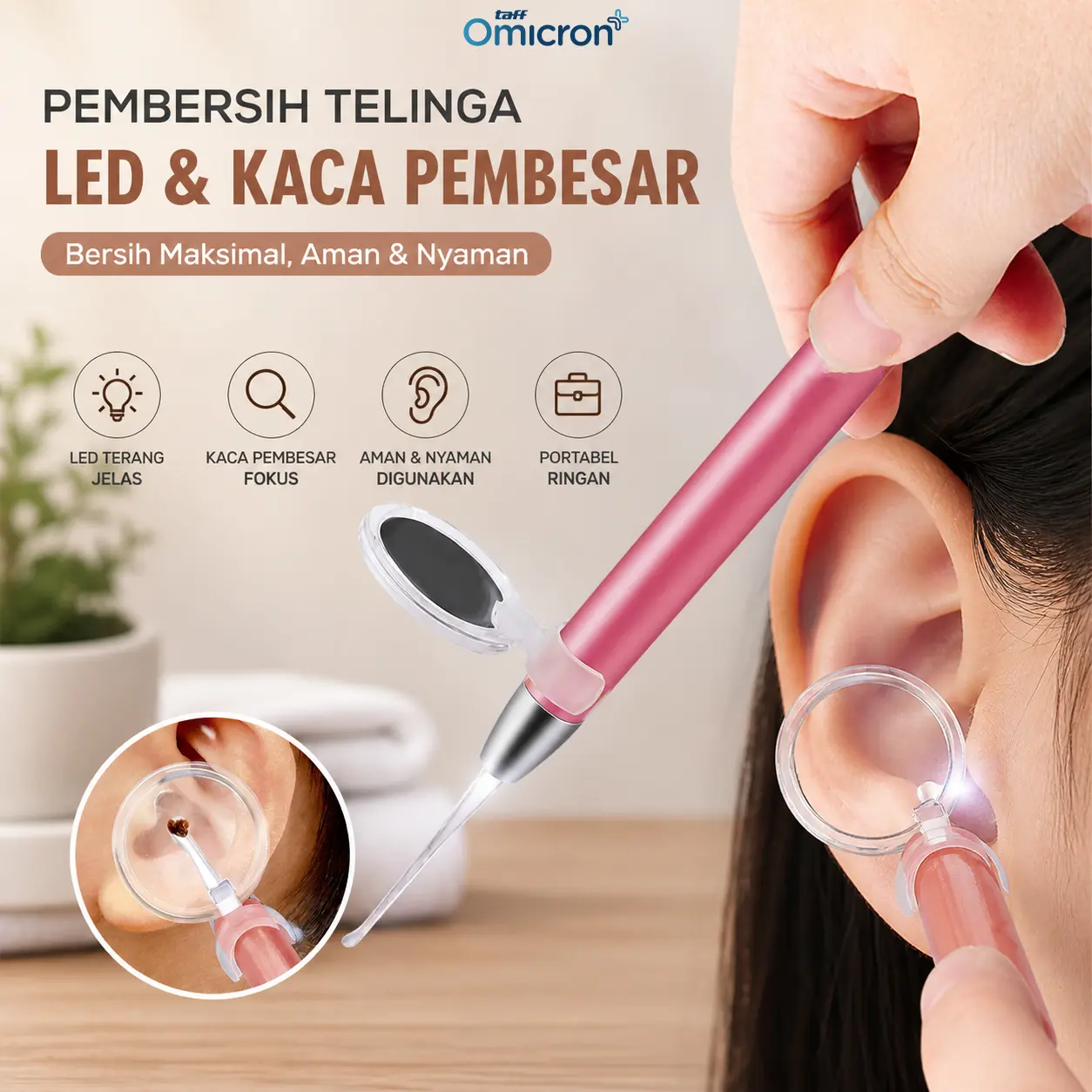TaffOmicron Alat Pembersih Telinga Korek Kuping LED Kaca Pembesar - XY319