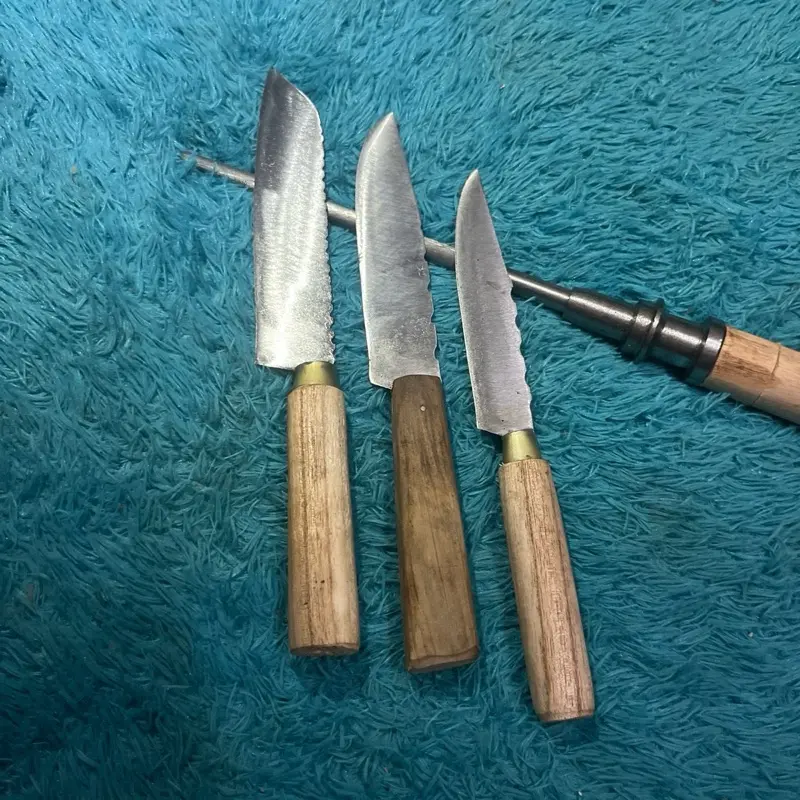 1set pisau dapur (3 pcs)baja Hss gergaji & stik asah kristal Knife