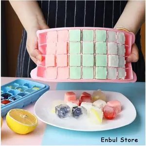 Cetakan Es Batu Cokelat Jelly Silicone Ice Cube Tray Mold dengan Penutup Food Grade Murah