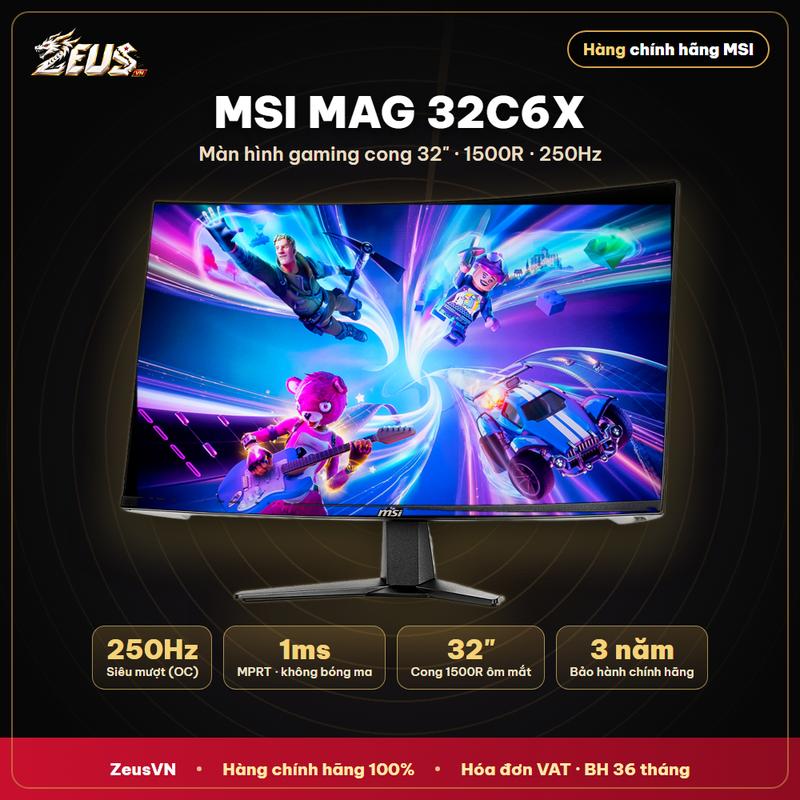 Màn Hình Gaming Cong MSI MAG 32C6X 32 Inch 250Hz 1ms VA 1500R Full HD
