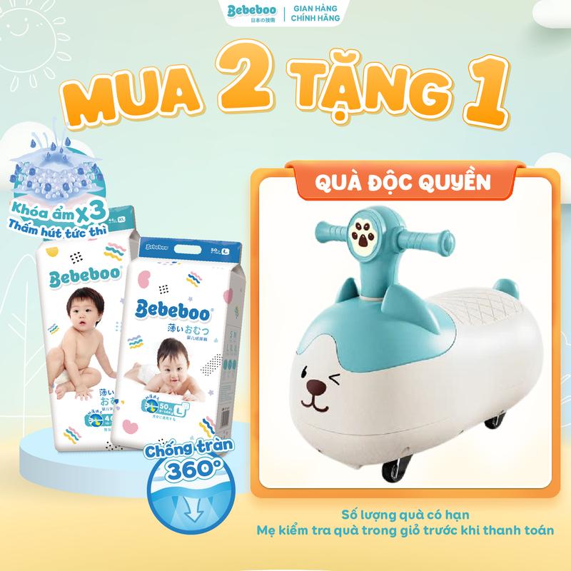 TẶNG XE CHÒI MÈO Ú - COMBO 2 BỊCH TÃ BỈM BEBEBOO Nhật Bản chính hãng mỏng mềm thấm hút nhanh có đủ size cho bé