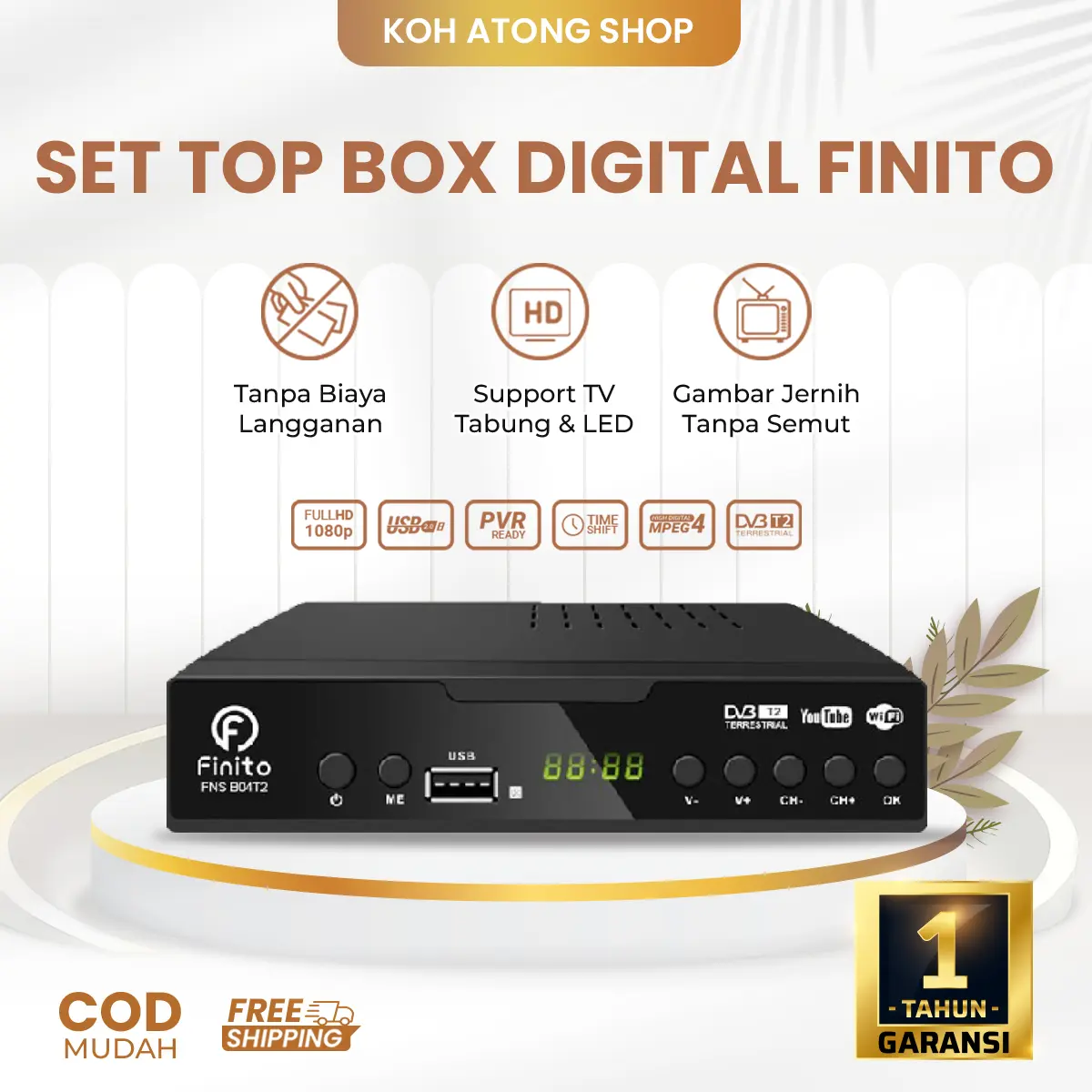 Set Top Box Digital DVB-T2 Plat Besi Anti Panas/ Penerima Saluran Digital/STB/Gambar FULL HD/Sertifikat KOMINFO dan SNI